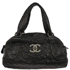 Chanel Black Calfskin Coco Rider Bowling Bag Handbag 126340